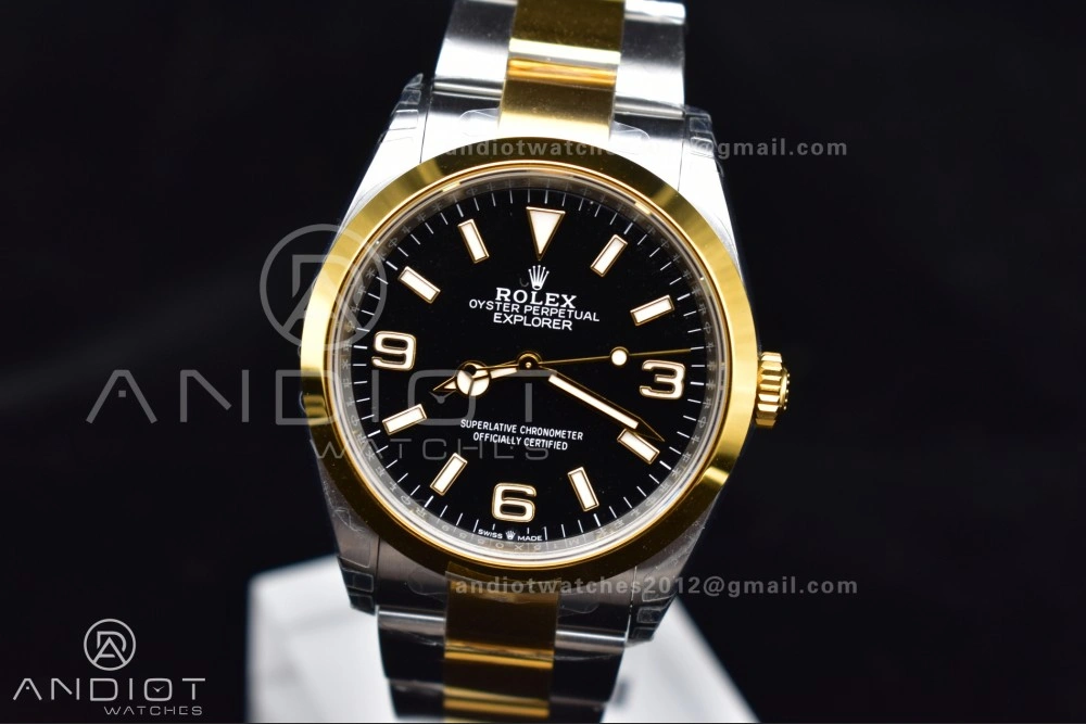 Resilient Explorer 124273 36mm 904L Steel VSF 1:1 Best Edition Black Dial on SS YG Bracelet DD 842