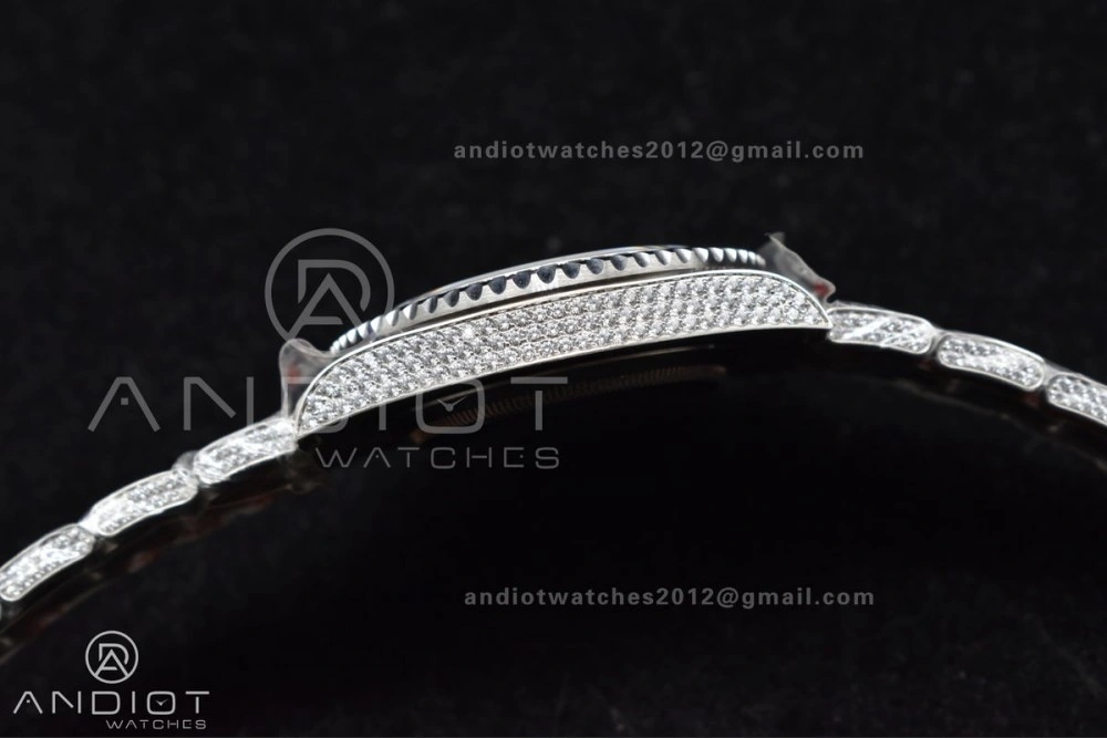 Sleek GMT 40mm Full Diamonds SS AMGF Best Edition Diamond Dial On Bracelet On VR 849