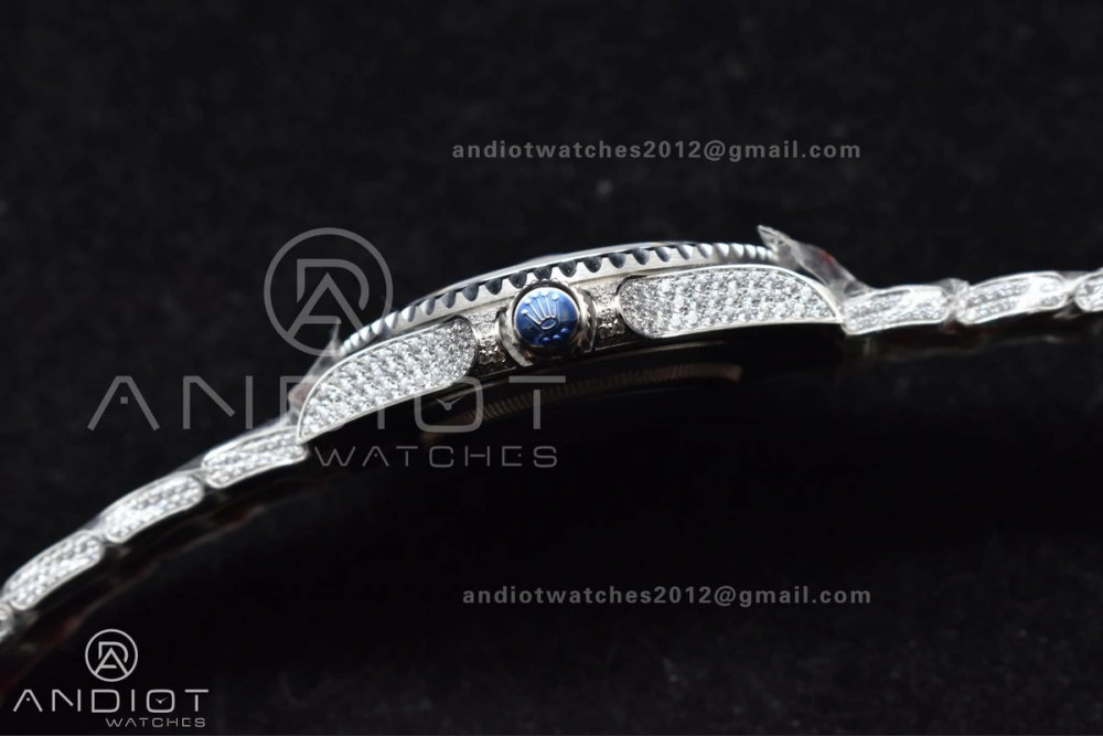 Sleek GMT 40mm Full Diamonds SS AMGF Best Edition Diamond Dial On Bracelet On VR 849