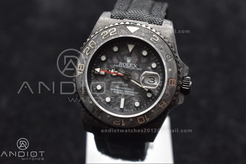 GMT DIW Carbon OMF Best Edition All Black Black Dial on Black Nylon Strap SA3186 CHS Practical 423