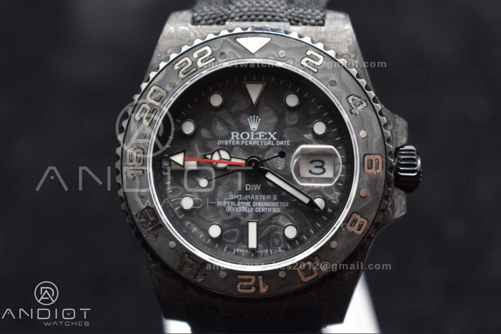 GMT DIW Carbon OMF Best Edition All Black Black Dial on Black Nylon Strap SA3186 CHS Practical 423