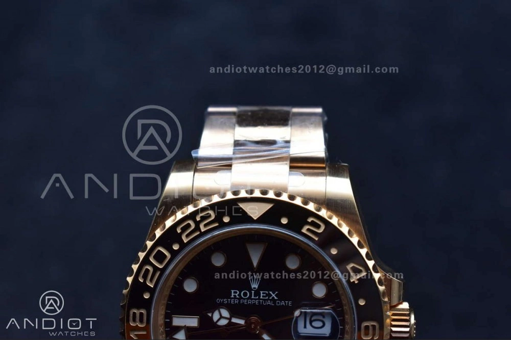 WellDesigned GMT Master II 126715 CHNR Gain Weight Gold Factory 1:1 Best Edition Black Dial on RG Bracelet VR3285 CHS 860