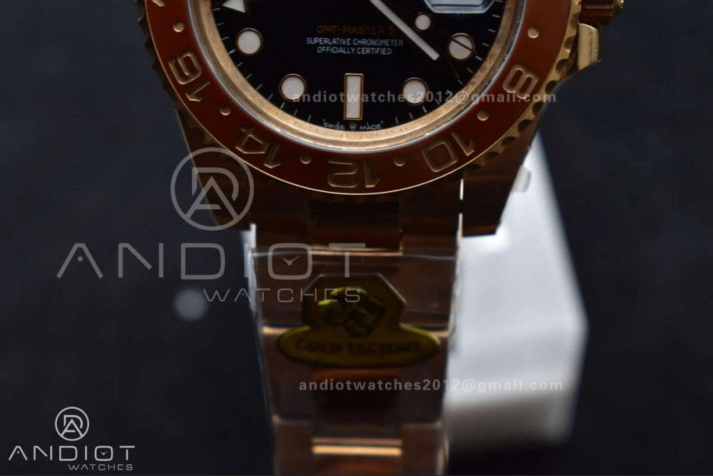 WellDesigned GMT Master II 126715 CHNR Gain Weight Gold Factory 1:1 Best Edition Black Dial on RG Bracelet VR3285 CHS 860