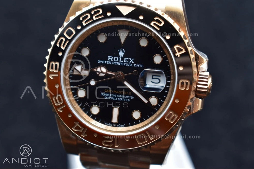 Popular GMT-Master II 126715CHNR Black Red Ceramic Clean Factory Best Edition on SS RG Bracelet DD3285 CHS 882