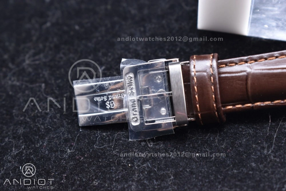Youthful Grand Seiko Elegance Automatic SS GSF 1:1 Best Edition Cream Dial on Brown Leather Strap NH 263