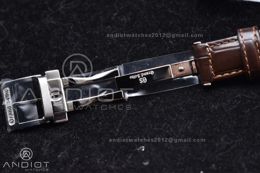Youthful Grand Seiko Elegance Automatic SS GSF 1:1 Best Edition Cream Dial on Brown Leather Strap NH 263