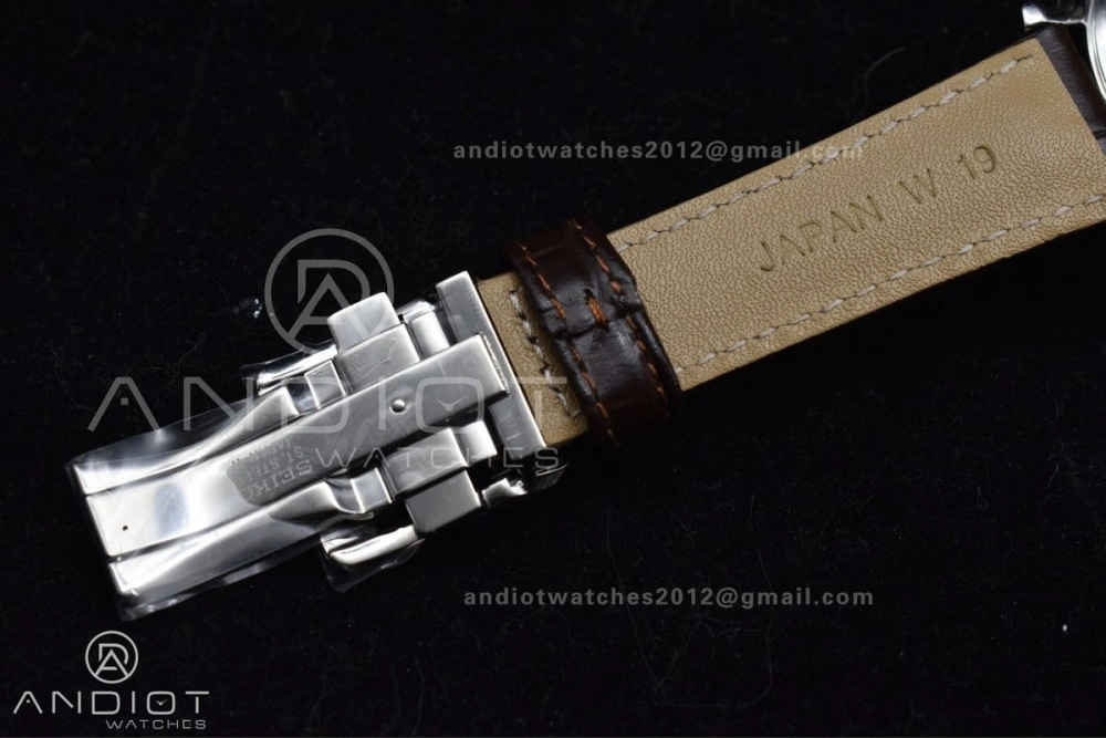 Youthful Grand Seiko Elegance Automatic SS GSF 1:1 Best Edition Cream Dial on Brown Leather Strap NH 263
