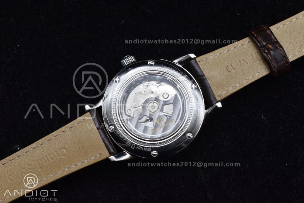 Youthful Grand Seiko Elegance Automatic SS GSF 1:1 Best Edition Cream Dial on Brown Leather Strap NH 263