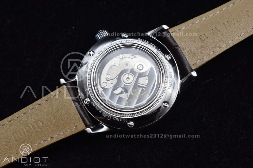 Youthful Grand Seiko Elegance Automatic SS GSF 1:1 Best Edition Cream Dial on Brown Leather Strap NH 263