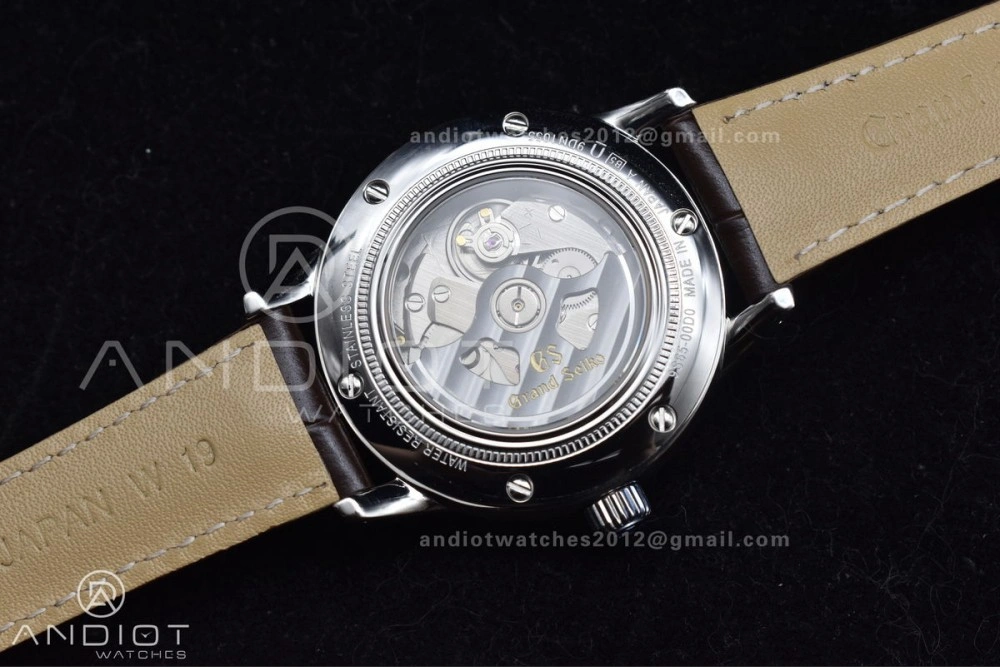 Youthful Grand Seiko Elegance Automatic SS GSF 1:1 Best Edition Cream Dial on Brown Leather Strap NH 263