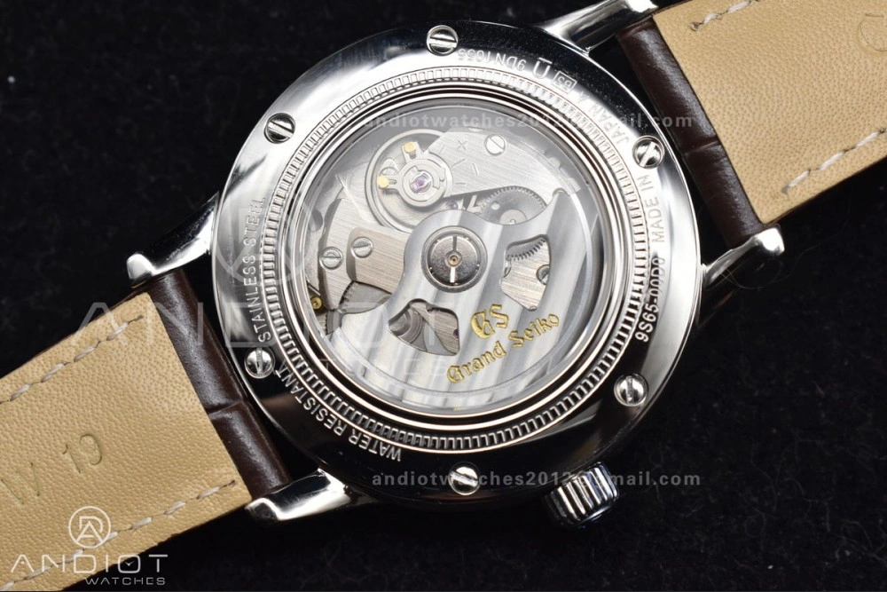 Youthful Grand Seiko Elegance Automatic SS GSF 1:1 Best Edition Cream Dial on Brown Leather Strap NH 263