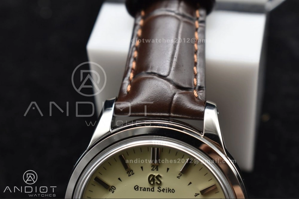 UrbanStyle Grand Seiko Elegance GMT SS GSF 1:1 Best Edition Cream Dial on Brown Leather Strap NH 262