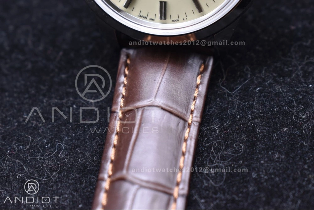 UrbanStyle Grand Seiko Elegance GMT SS GSF 1:1 Best Edition Cream Dial on Brown Leather Strap NH 262