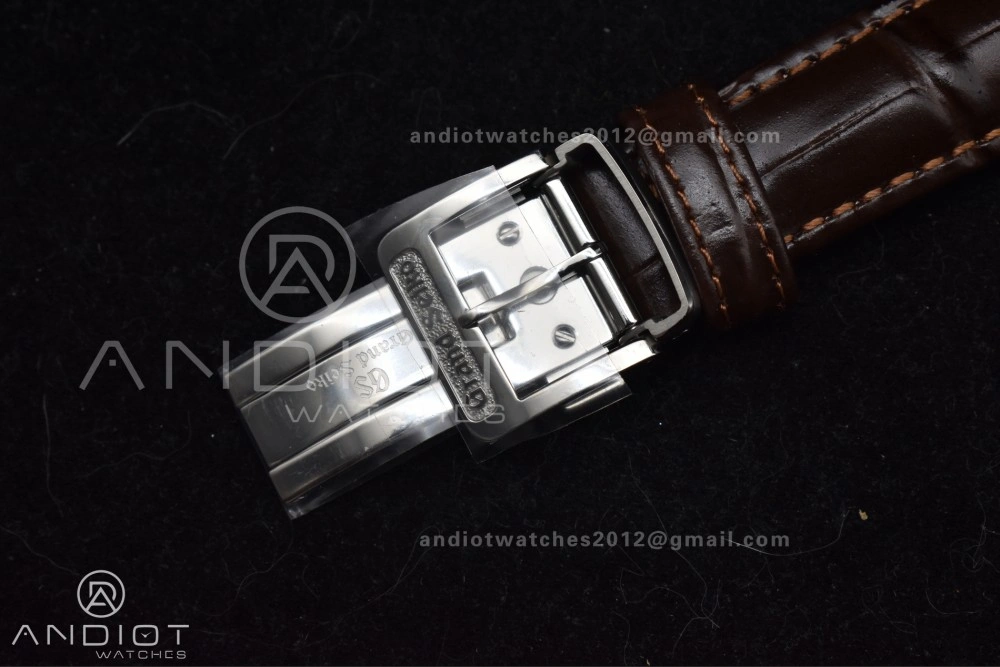 EasyMatch Grand Seiko Elegance GMT SS GSF 1:1 Best Edition Sky blue Dial on Brown Leather Strap NH 264