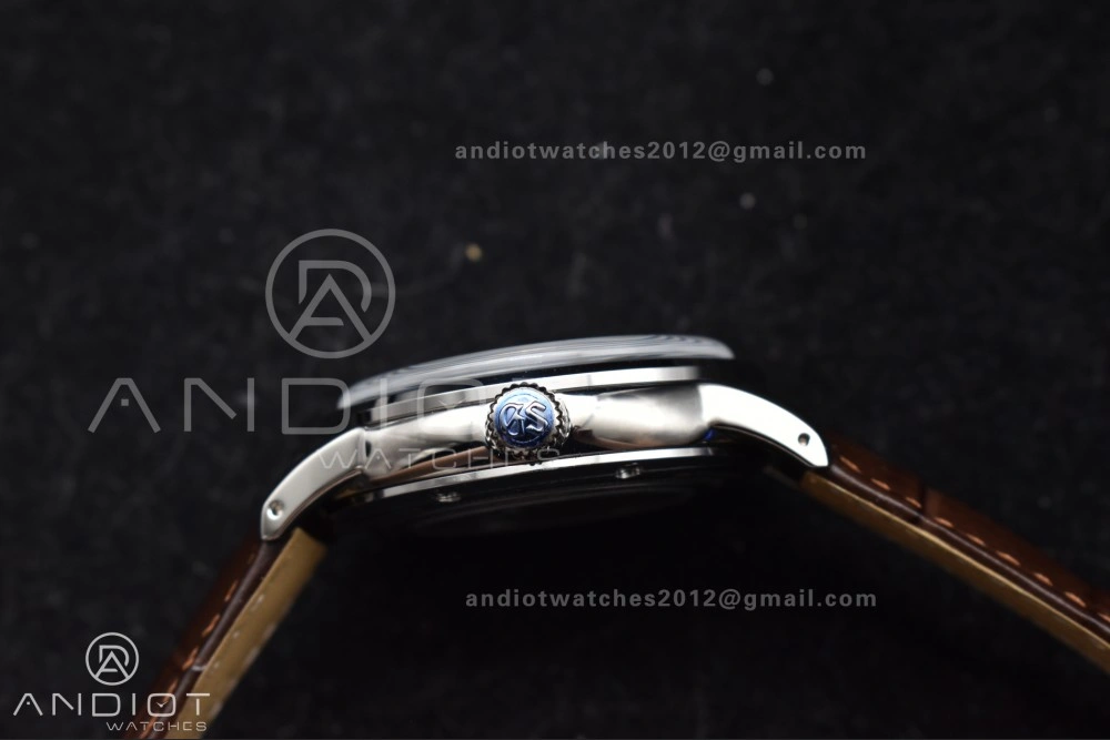 EasyMatch Grand Seiko Elegance GMT SS GSF 1:1 Best Edition Sky blue Dial on Brown Leather Strap NH 264