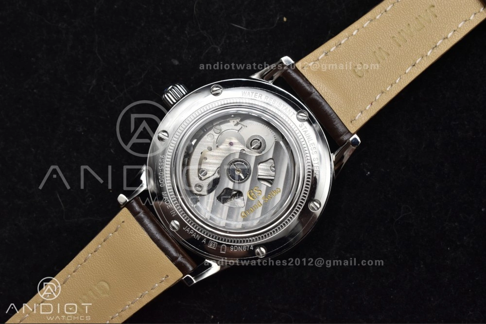 EasyMatch Grand Seiko Elegance GMT SS GSF 1:1 Best Edition Sky blue Dial on Brown Leather Strap NH 264