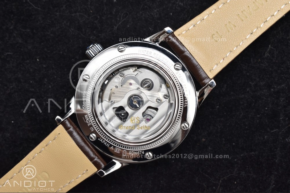 EasyMatch Grand Seiko Elegance GMT SS GSF 1:1 Best Edition Sky blue Dial on Brown Leather Strap NH 264