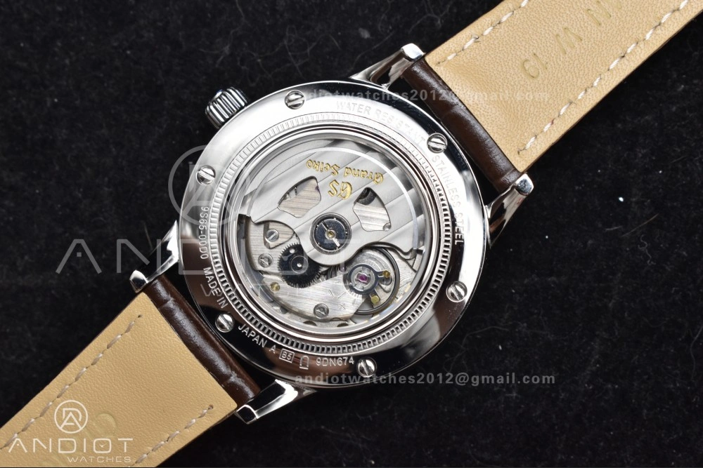 EasyMatch Grand Seiko Elegance GMT SS GSF 1:1 Best Edition Sky blue Dial on Brown Leather Strap NH 264