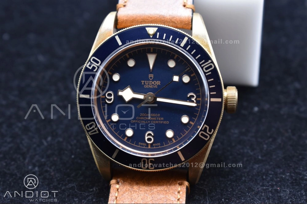 EasyCare Heritage Black Bay Bronze Blue XF 1:1 Best Edition on Aged Brown Leather Strap A2824 V3 (Free Nato Strap) 892