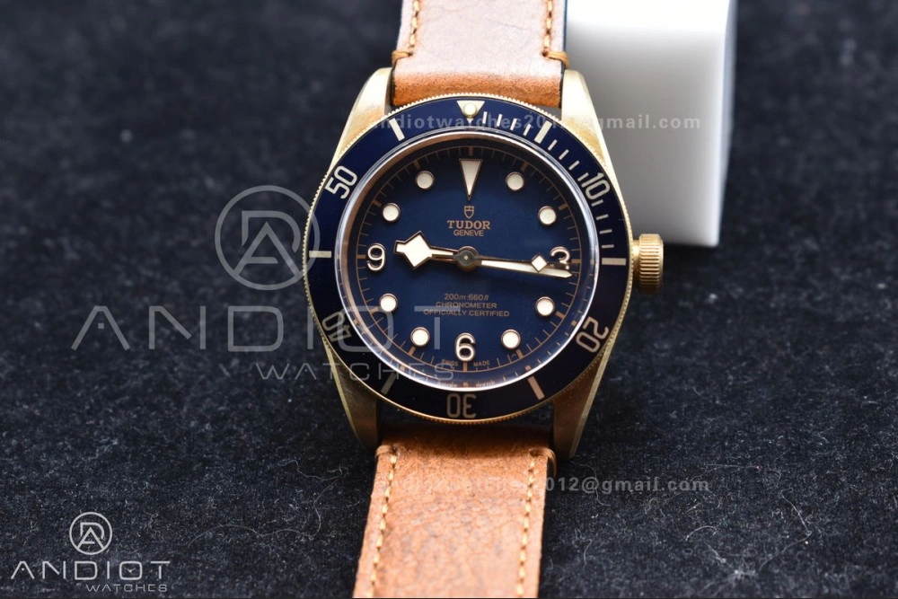 EasyCare Heritage Black Bay Bronze Blue XF 1:1 Best Edition on Aged Brown Leather Strap A2824 V3 (Free Nato Strap) 892