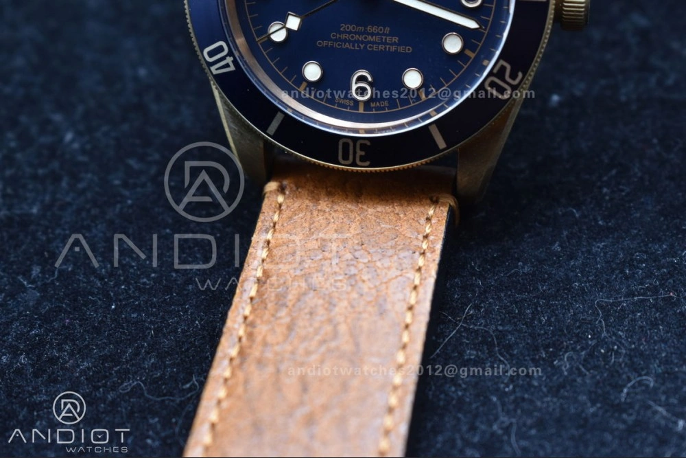 EasyCare Heritage Black Bay Bronze Blue XF 1:1 Best Edition on Aged Brown Leather Strap A2824 V3 (Free Nato Strap) 892