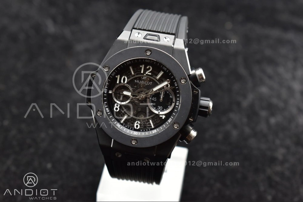 Hublot Big Bang Unico Full Black ZF 1:1 Best Edition Skeleton Dial on Black Rubber Strap A Bold 276