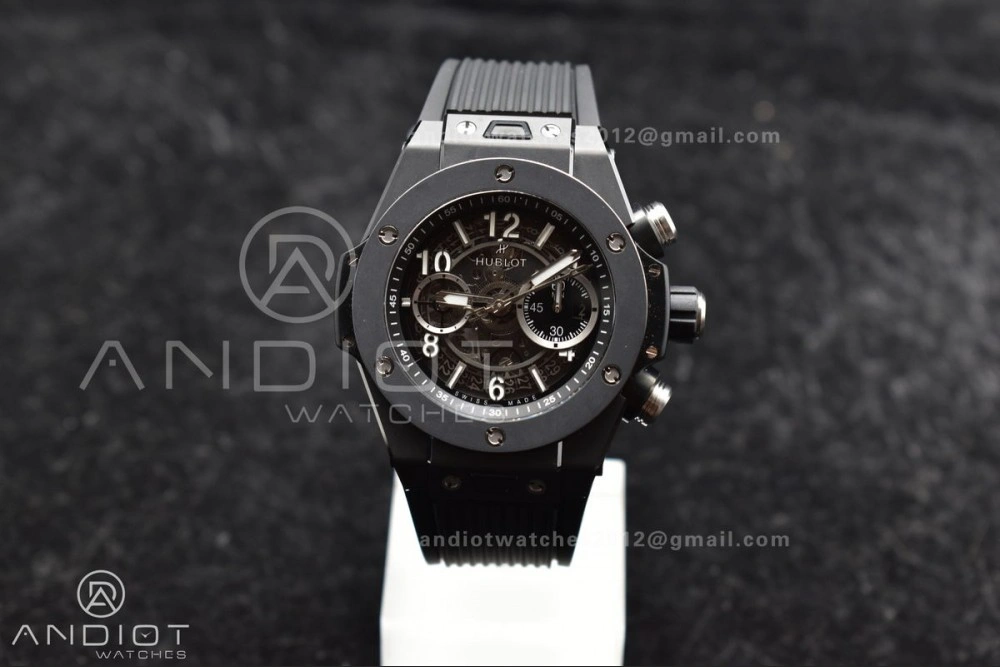 Hublot Big Bang Unico Full Black ZF 1:1 Best Edition Skeleton Dial on Black Rubber Strap A Bold 276