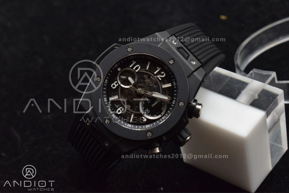Hublot Big Bang Unico Full Black ZF 1:1 Best Edition Skeleton Dial on Black Rubber Strap A Bold 276