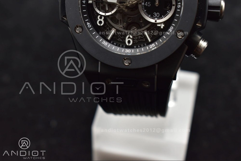 Hublot Big Bang Unico Full Black ZF 1:1 Best Edition Skeleton Dial on Black Rubber Strap A Bold 276