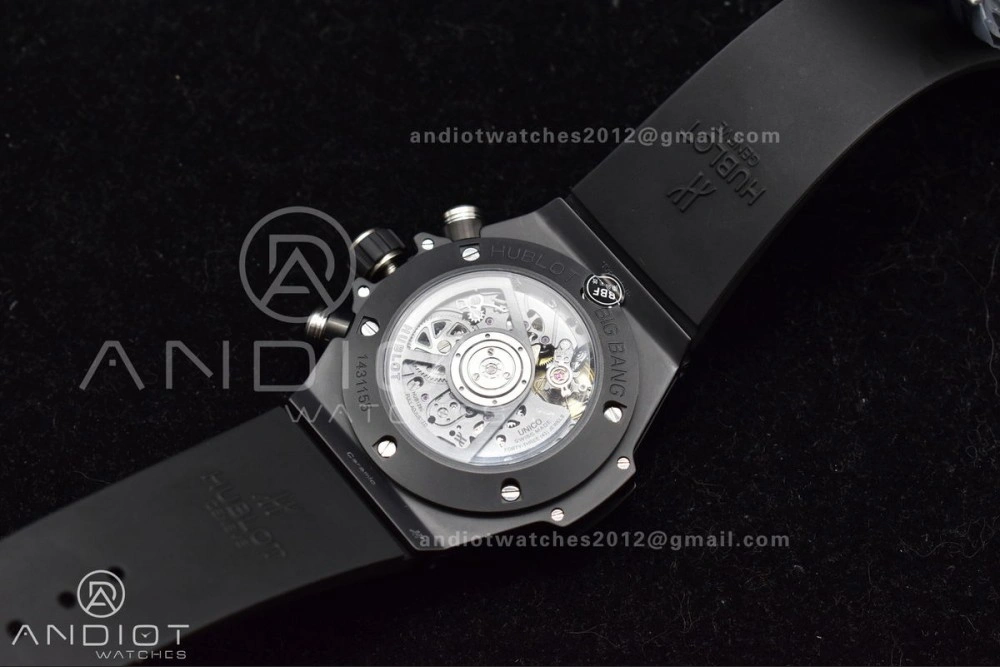 Hublot Big Bang Unico Full Black ZF 1:1 Best Edition Skeleton Dial on Black Rubber Strap A Bold 276