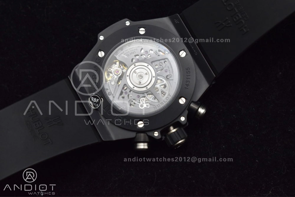 Hublot Big Bang Unico Full Black ZF 1:1 Best Edition Skeleton Dial on Black Rubber Strap A Bold 276