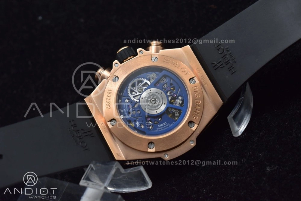 ModernLook Hublot Big Bang Unico RG ZF 1:1 Best Edition Blue Skeleton Dial on Blue Rubber Strap A 271
