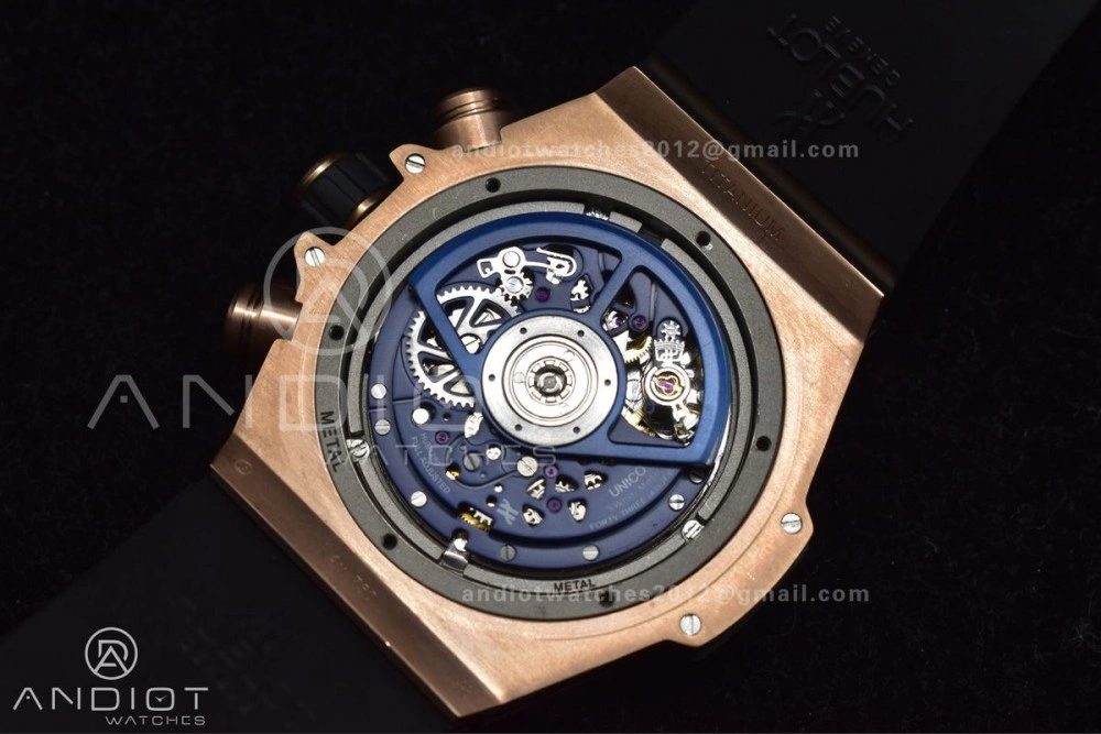 ModernLook Hublot Big Bang Unico RG ZF 1:1 Best Edition Blue Skeleton Dial on Blue Rubber Strap A 271