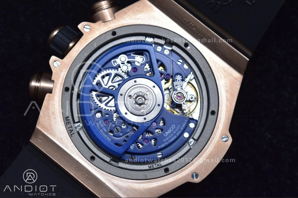 ModernLook Hublot Big Bang Unico RG ZF 1:1 Best Edition Blue Skeleton Dial on Blue Rubber Strap A 271