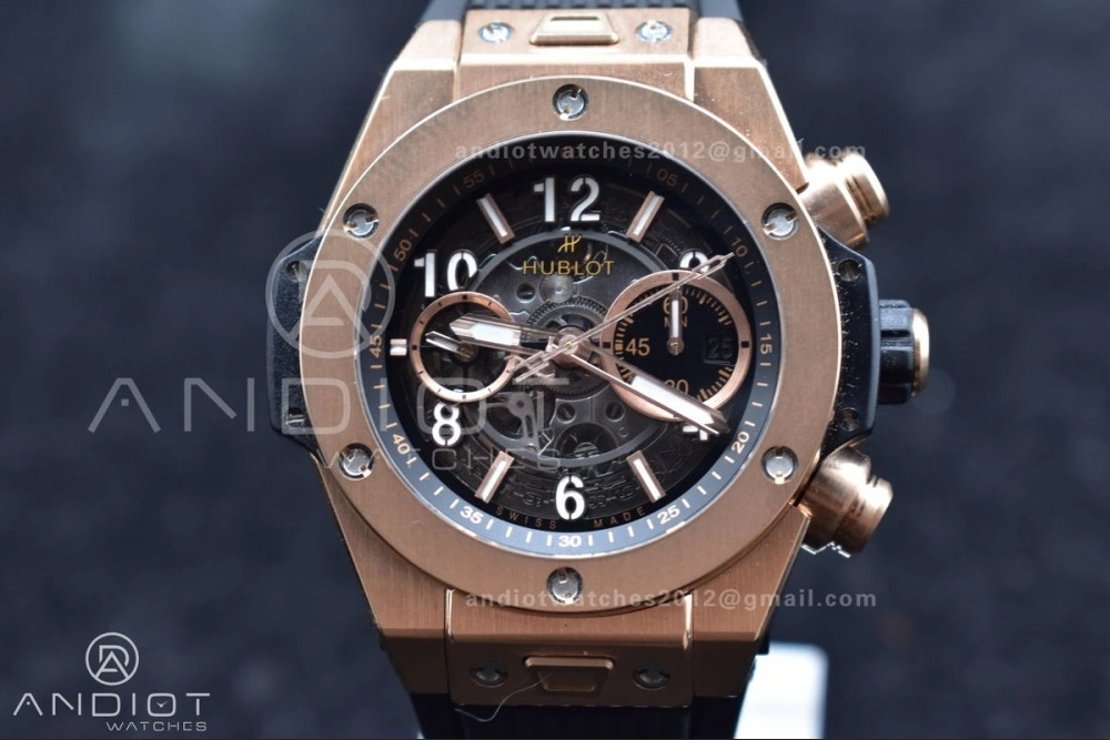 Packable Hublot Big Bang Unico RG ZF 1:1 Best Edition Skeleton Dial on Black Rubber Strap A 266
