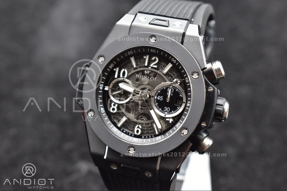 Hublot Big Bang Unico Titanium ZF 1:1 Best Edition Black Skeleton Dial On Black Rubber Strap A Modern 267