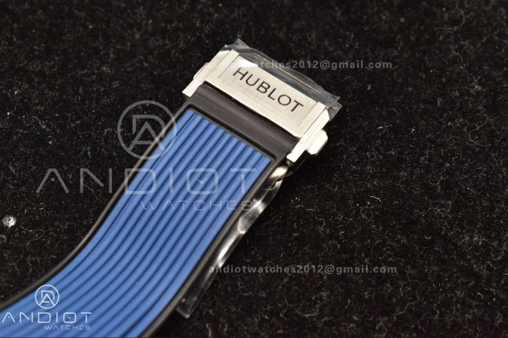 Unique Hublot Big Bang Unico Titanium ZF 1:1 Best Edition Blue Skeleton Dial on Blue Rubber Strap A 265