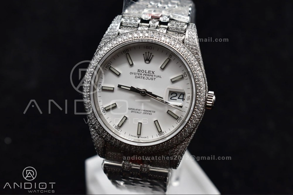 JDF 41mm Best Version Diamond DateJust White Stick Markers Upgraded 906