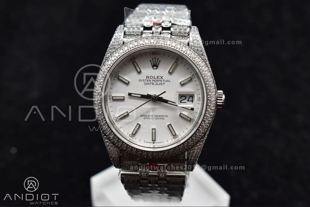 JDF 41mm Best Version Diamond DateJust White Stick Markers Upgraded 906