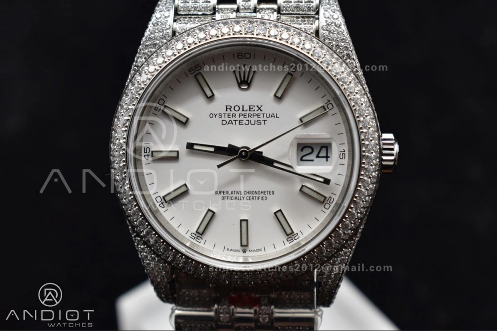JDF 41mm Best Version Diamond DateJust White Stick Markers Upgraded 906