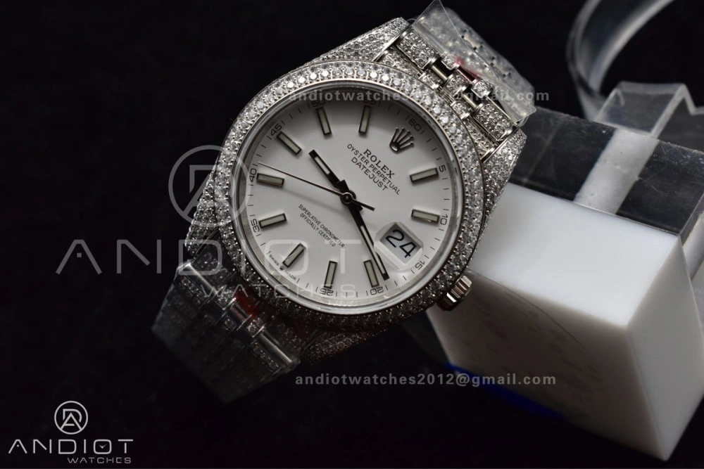 JDF 41mm Best Version Diamond DateJust White Stick Markers Upgraded 906