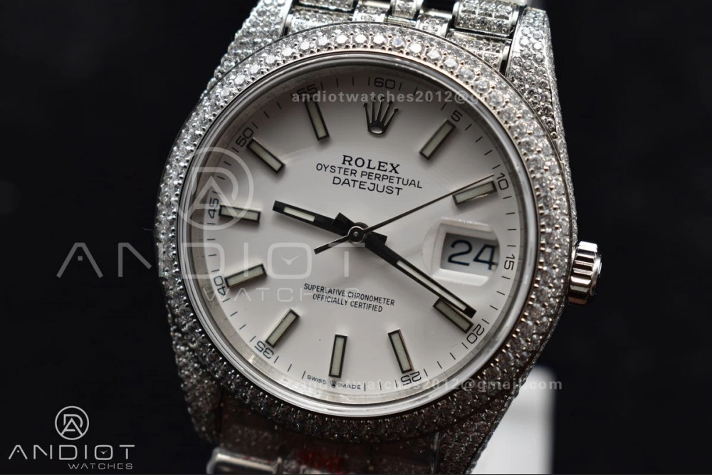 JDF 41mm Best Version Diamond DateJust White Stick Markers Upgraded 906