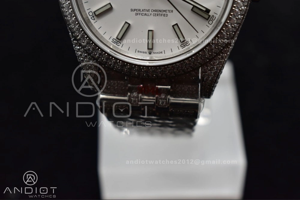 JDF 41mm Best Version Diamond DateJust White Stick Markers Upgraded 906