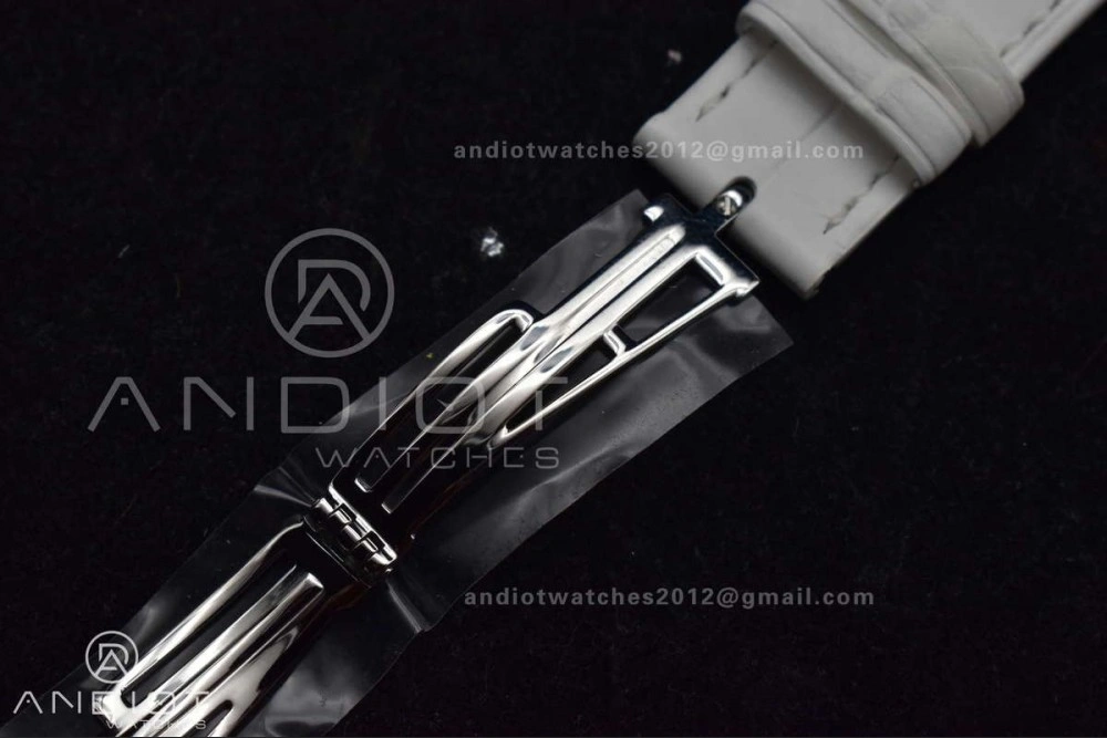 Lady Royal Oak 33mm 67651 SS Diamond Bezel V7F 1:1 White Textured Dial On White Croco Leather Strap Ronda Quartz to AP Cal. Sporty 101