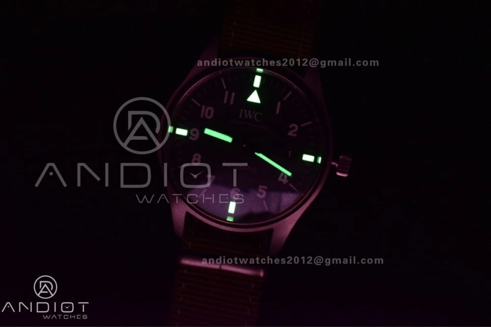 Practical Mark XVIII “TRIBUTE TO MARK XI” IW327007 M+F 1:1 Best Edition Black Dial on Green Nylon Strap A 429
