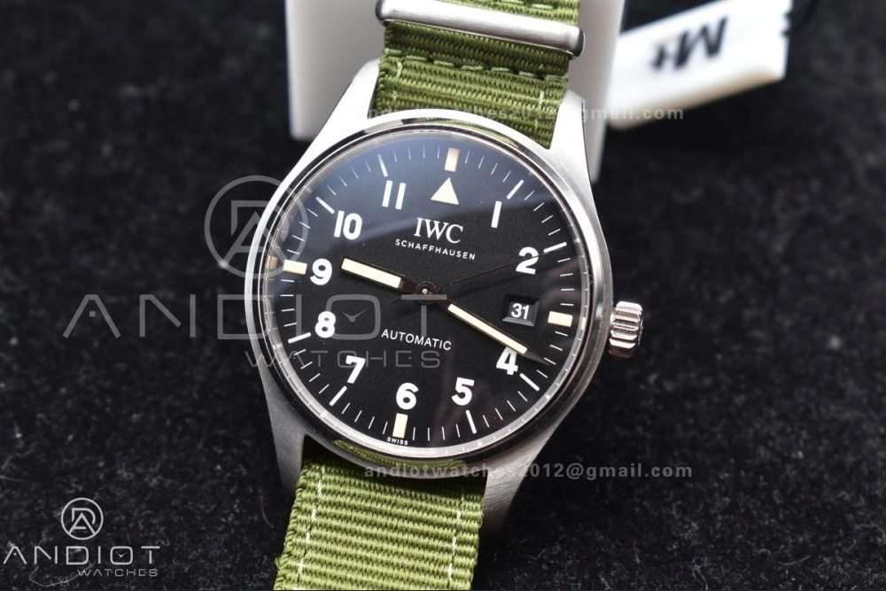 Attractive Mark XVIII “TRIBUTE TO MARK XI” IW327007 M+F 1:1 Best Edition Black Dial on Green Nylon Strap A 282