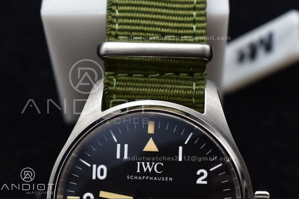 Practical Mark XVIII “TRIBUTE TO MARK XI” IW327007 M+F 1:1 Best Edition Black Dial on Green Nylon Strap A 429