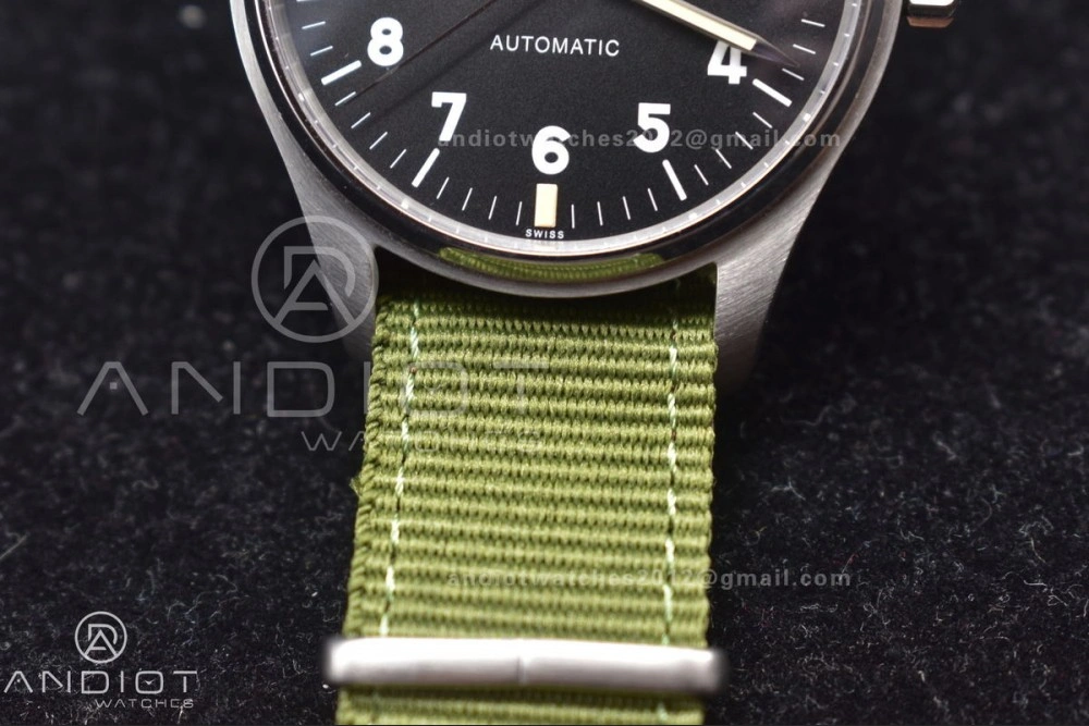 Practical Mark XVIII “TRIBUTE TO MARK XI” IW327007 M+F 1:1 Best Edition Black Dial on Green Nylon Strap A 429