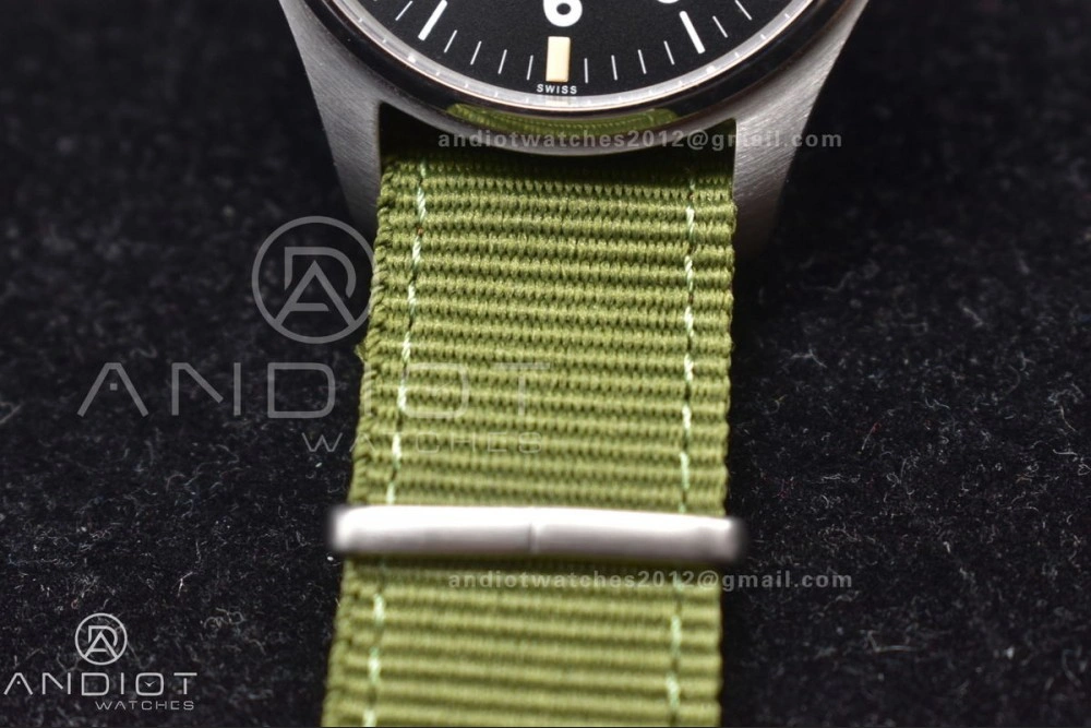 Practical Mark XVIII “TRIBUTE TO MARK XI” IW327007 M+F 1:1 Best Edition Black Dial on Green Nylon Strap A 429