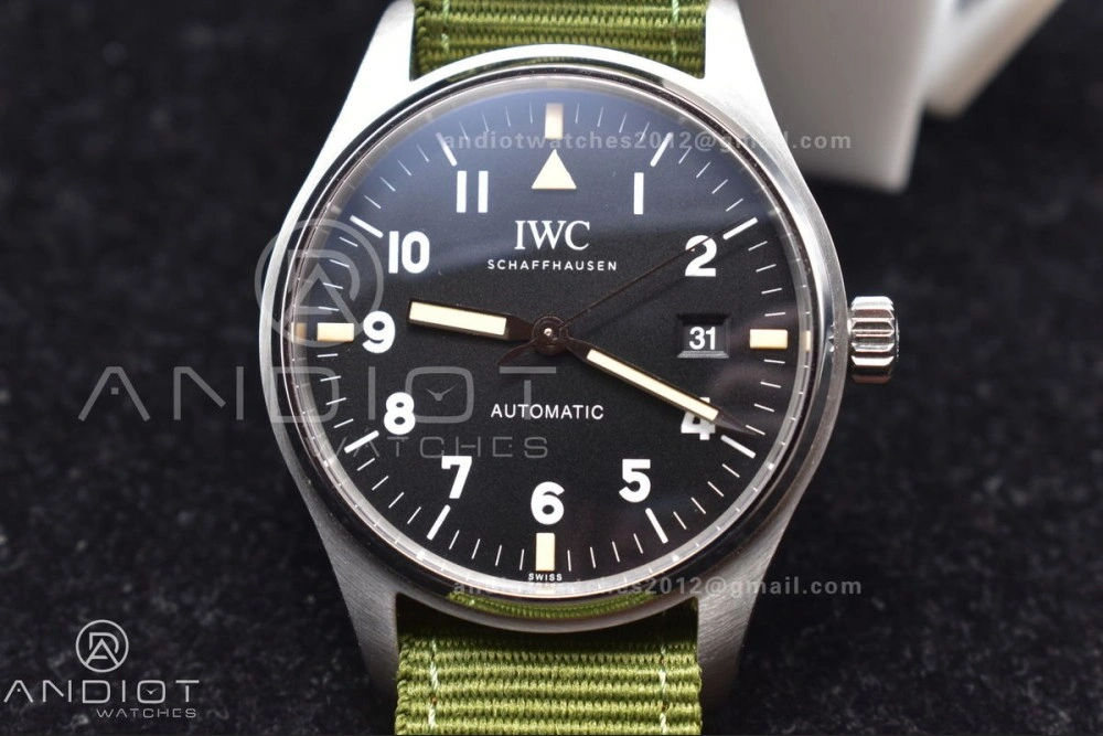 Practical Mark XVIII “TRIBUTE TO MARK XI” IW327007 M+F 1:1 Best Edition Black Dial on Green Nylon Strap A 429